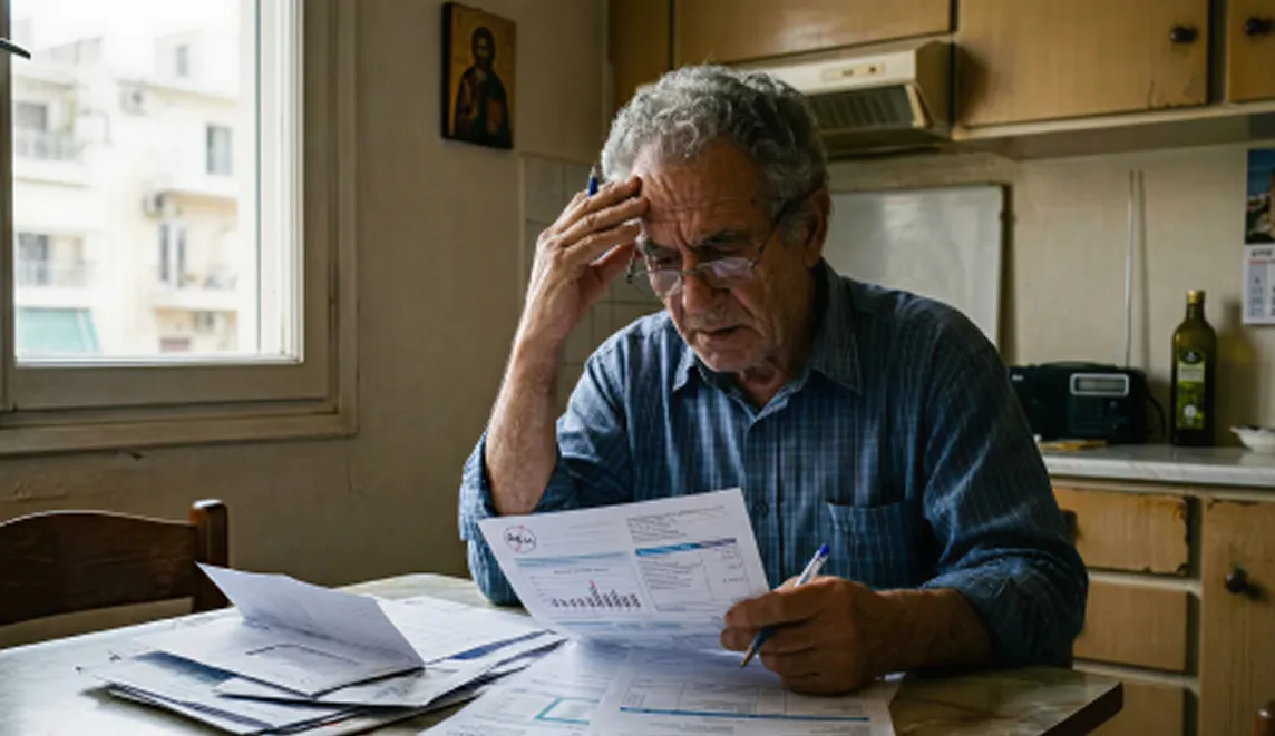 Landlord surrounded by receipts and spreadsheets
